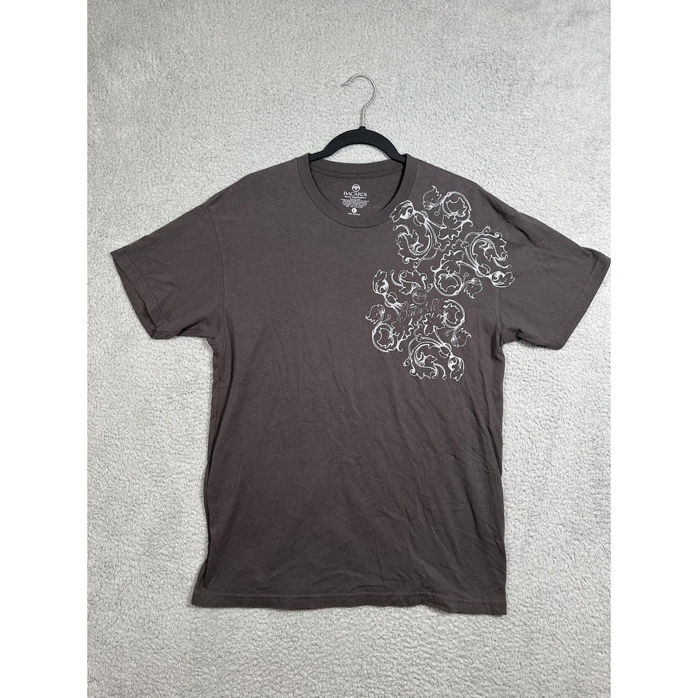 Bacardi Shirt Mens Large Brown‎ Graphic Scroll Logo Rum Promo T-Shirt 2008